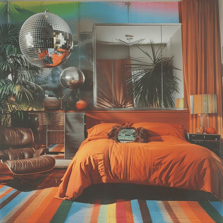 colorful-bedroom-with disco-ball