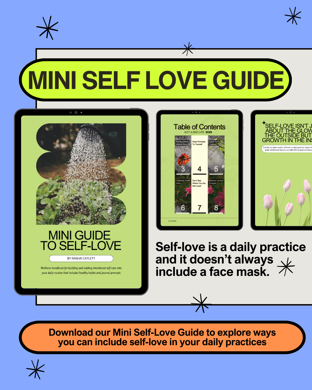 Mini Self-Love Guide with screenshots of the book