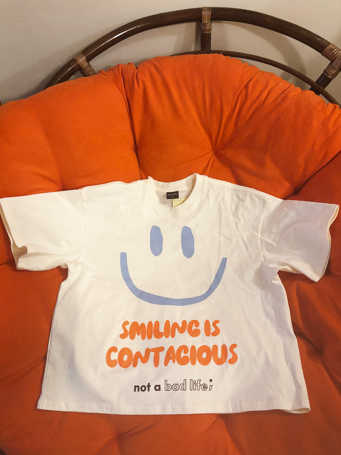 Smiling Is Contagious Oversized Crop Tee
